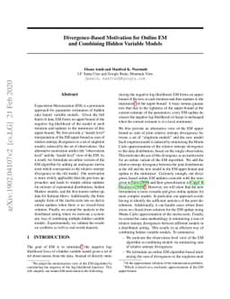 Divergence-Based Motivation for Online EM and Combining Hidden Variable
  Models