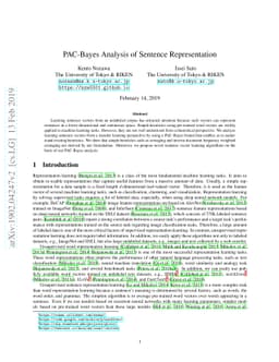 PAC-Bayes Analysis of Sentence Representation