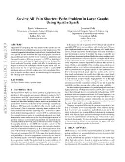 Solving All-Pairs Shortest-Paths Problem in Large Graphs Using Apache
  Spark