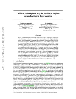 Uniform convergence may be unable to explain generalization in deep
  learning