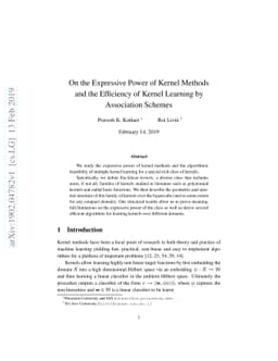 On the Expressive Power of Kernel Methods and the Efficiency of Kernel
  Learning by Association Schemes