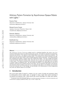 Arbitrary Pattern Formation by Asynchronous Opaque Robots with Lights