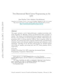 Two-Dimensional Batch Linear Programming on the GPU