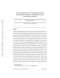 PLIT: An alignment-free computational tool for identification of long
  non-coding RNAs in plant transcriptomic datasets