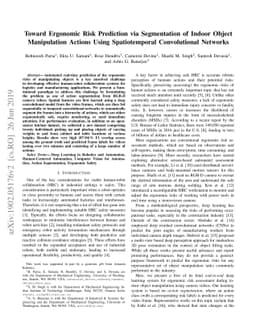 Toward Ergonomic Risk Prediction via Segmentation of Indoor Object
  Manipulation Actions Using Spatiotemporal Convolutional Networks