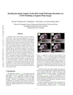 Breaking the Spatio-Angular Trade-off for Light Field Super-Resolution
  via LSTM Modelling on Epipolar Plane Images