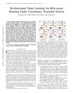 Bi-directional Value Learning for Risk-aware Planning Under Uncertainty:
  Extended Version