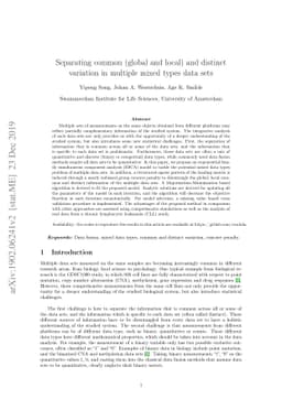 Separating common (global and local) and distinct variation in multiple
  mixed types data sets