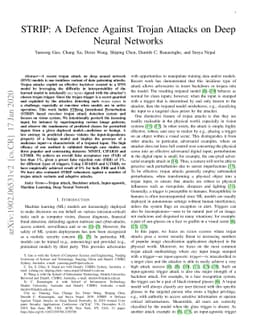 STRIP: A Defence Against Trojan Attacks on Deep Neural Networks