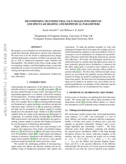 Decomposing multispectral face images into diffuse and specular shading
  and biophysical parameters