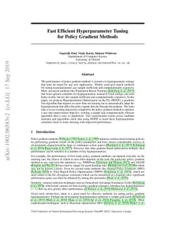 Fast Efficient Hyperparameter Tuning for Policy Gradients