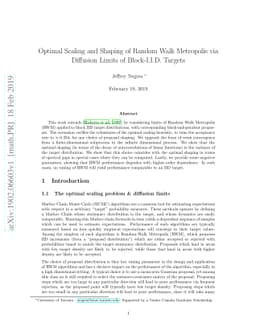 Optimal Scaling and Shaping of Random Walk Metropolis via Diffusion
  Limits of Block-I.I.D. Targets