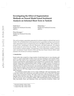 Investigating the Effect of Segmentation Methods on Neural Model based
  Sentiment Analysis on Informal Short Texts in Turkish