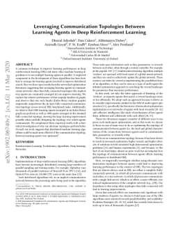 Leveraging Communication Topologies Between Learning Agents in Deep
  Reinforcement Learning