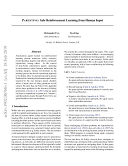 Parenting: Safe Reinforcement Learning from Human Input