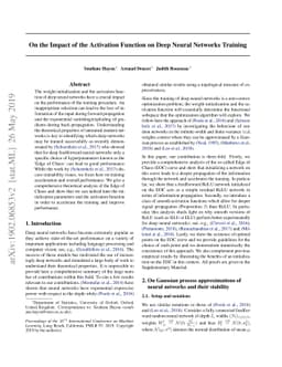 On the Impact of the Activation Function on Deep Neural Networks
  Training
