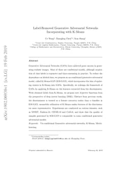 Label-Removed Generative Adversarial Networks Incorporating with K-Means