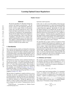 Learning Optimal Linear Regularizers