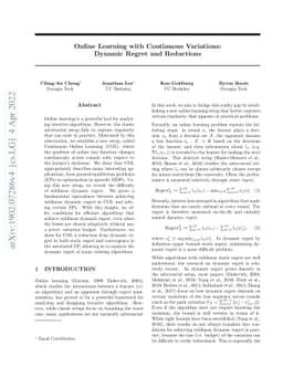 Online Learning with Continuous Variations: Dynamic Regret and
  Reductions