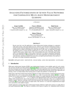 Analysing Factorizations of Action-Value Networks for Cooperative
  Multi-Agent Reinforcement Learning