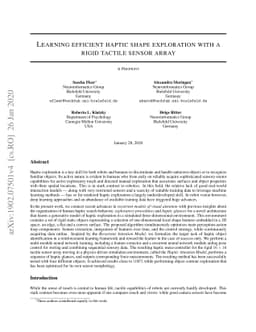 Learning efficient haptic shape exploration with a rigid tactile sensor
  array