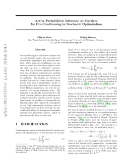 Active Probabilistic Inference on Matrices for Pre-Conditioning in
  Stochastic Optimization