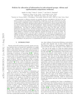 Policies for allocation of information in task-oriented groups: elitism
  and egalitarianism outperform welfarism
