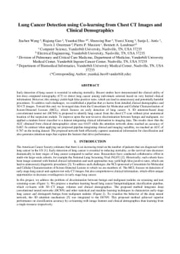 Lung Cancer Detection using Co-learning from Chest CT Images and
  Clinical Demographics