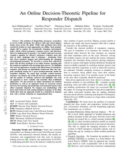 An Online Decision-Theoretic Pipeline for Responder Dispatch