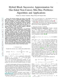 Hybrid Block Successive Approximation for One-Sided Non-Convex Min-Max
  Problems: Algorithms and Applications