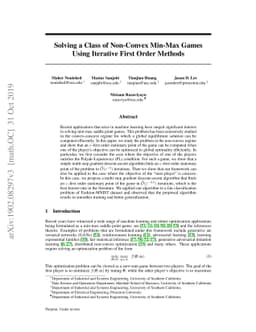 Solving a Class of Non-Convex Min-Max Games Using Iterative First Order
  Methods