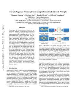 FAVAE: Sequence Disentanglement using Information Bottleneck Principle