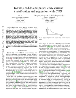 Towards end-to-end pulsed eddy current classification and regression
  with CNN