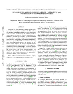 Ising-Dropout: A Regularization Method for Training and Compression of
  Deep Neural Networks