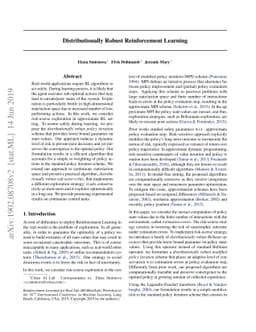 Distributionally Robust Reinforcement Learning