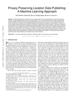 Privacy Preserving Location Data Publishing: A Machine Learning Approach