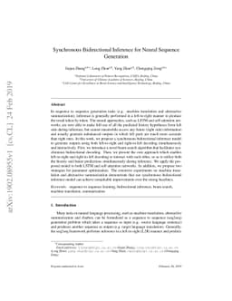 Synchronous Bidirectional Inference for Neural Sequence Generation