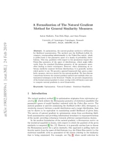 A Formalization of The Natural Gradient Method for General Similarity
  Measures