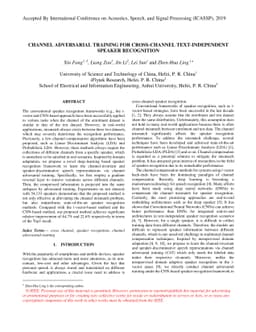 Channel adversarial training for cross-channel text-independent speaker
  recognition