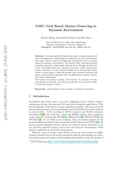 GMC: Grid Based Motion Clustering in Dynamic Environment