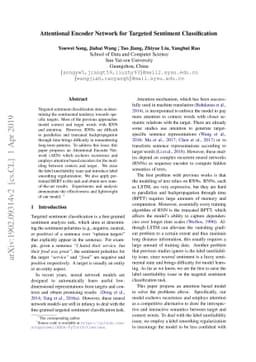 Attentional Encoder Network for Targeted Sentiment Classification