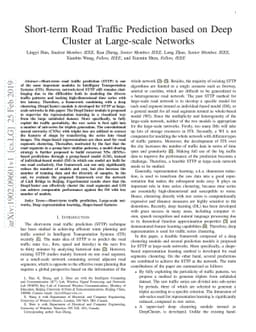 Short-term Road Traffic Prediction based on Deep Cluster at Large-scale
  Networks