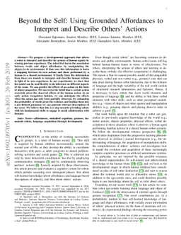 Beyond the Self: Using Grounded Affordances to Interpret and Describe
  Others' Actions