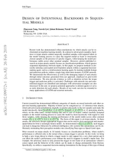 Design of intentional backdoors in sequential models
