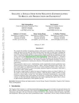 Selling a Single Item with Negative Externalities