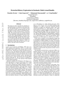 Perturbed-History Exploration in Stochastic Multi-Armed Bandits