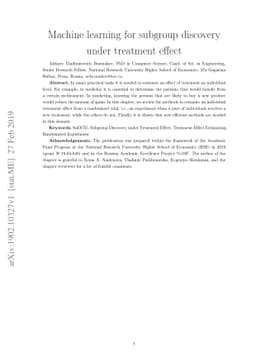 Machine learning for subgroup discovery under treatment effect