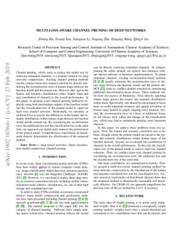 Multi-loss-aware Channel Pruning of Deep Networks