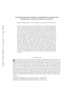 A Distributionally Robust Optimization Method for Adversarial Multiple
  Kernel Learning