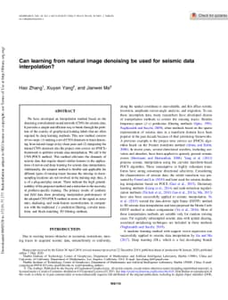 Can learning from natural image denoising be used for seismic data
  interpolation?